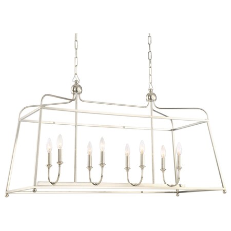 Crystorama 8 Light Polished Nickel Modern Chandelier 2249-PN_NOSHADE